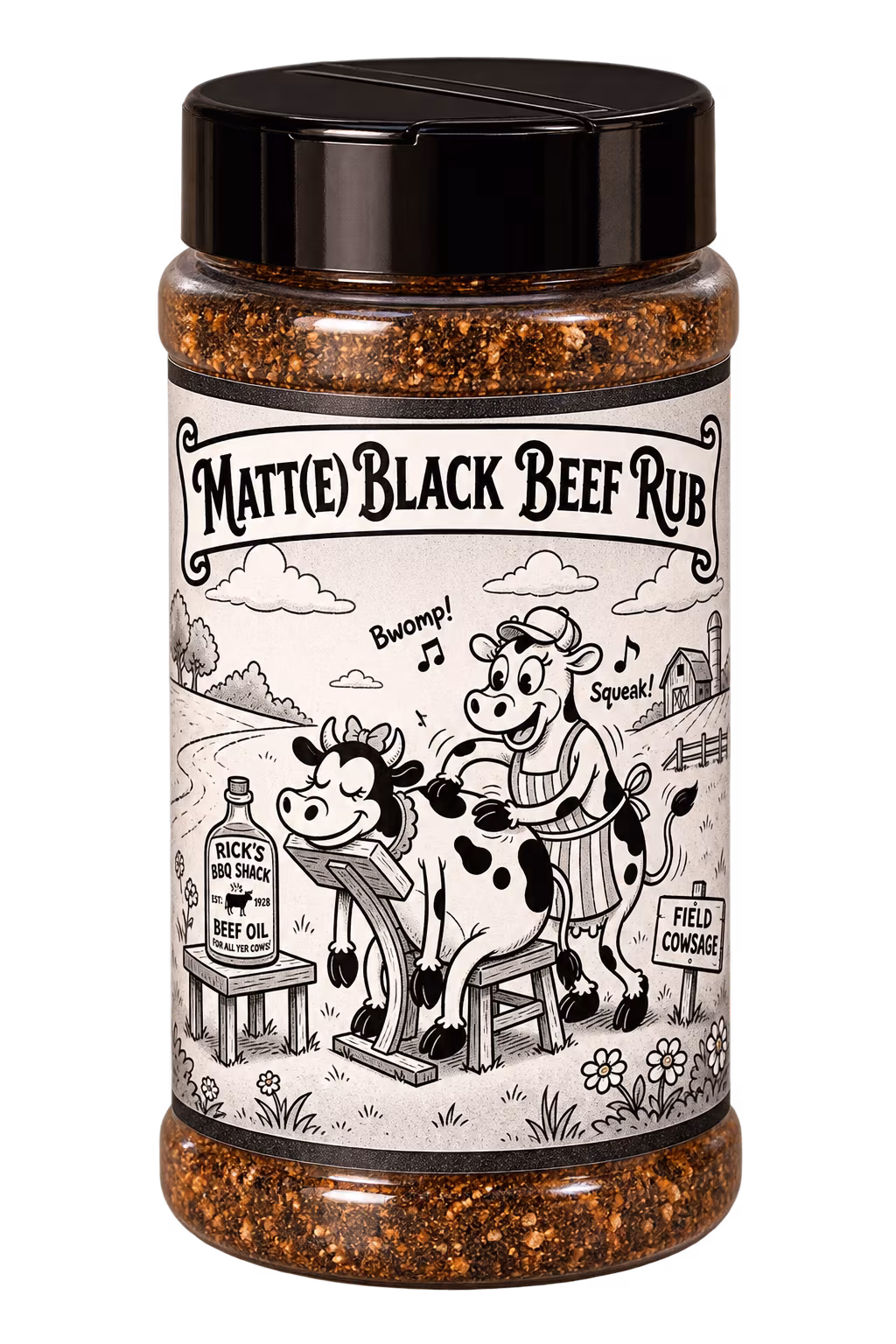 Bottle of Matt(e) Black Beef Rub