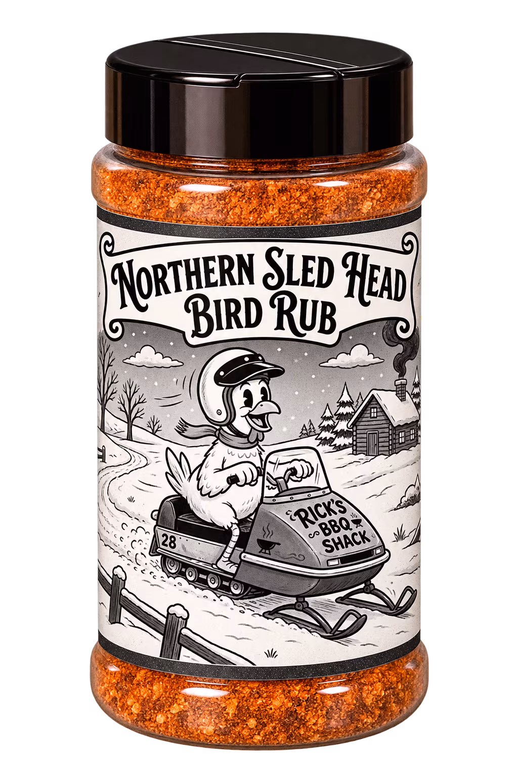 Bottle of Northern Sled Head Bird Rub